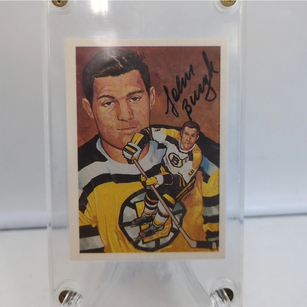 1983/84 CARTOPHILIUM HOCKEY HALL OF FAME CARD #181 JOHNNY BUCYK AUTO AUTOGRAPH